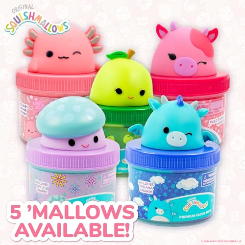 Original Squishmallows Archie The Axolotl Premium Cloud Slime, 8 oz. Fluffy Slime, Cotton Candy Scented, 3 Fun Slime Add Ins, Pre-Made Slime for Kids