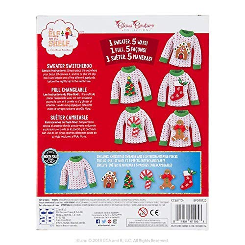 The Elf on The Shelf Sweater Value Set - Boy / Girl Set w 5 Different Velcro X-Mas Accessories
