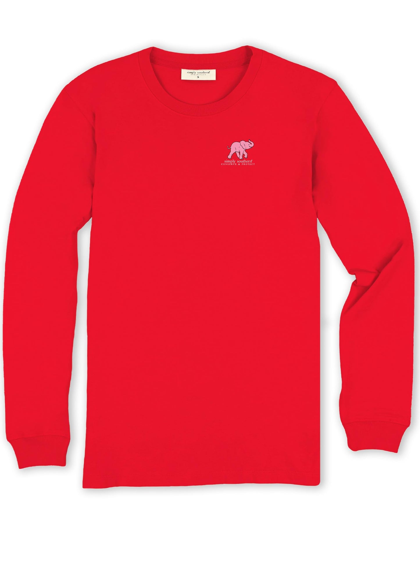 Simply Southern Elephant - Christmas Theme - Youth Long Sleeve (US, Alpha, Medium, Regular, Red)