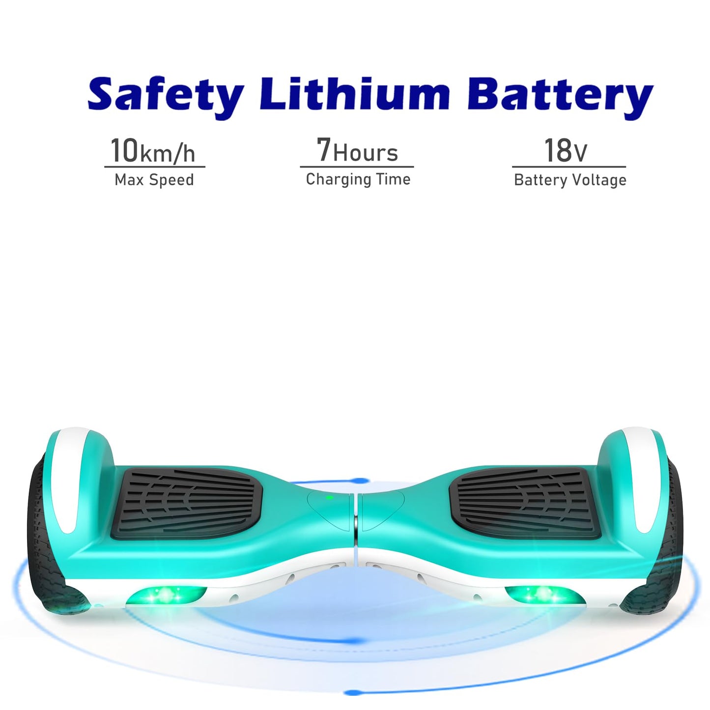 UNI-SUN Hoverboard for Kids, 6.5" Two Wheel Self Balancing Hoverboards with LED Lights, Green Hover Board (No Bluetooth)