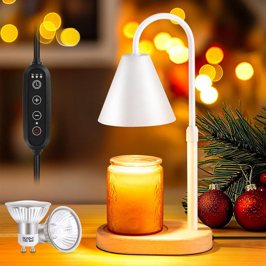 Noojinn Candle Warmer Lamp with Timer Dimmer Adjustable Height, Wood Base Electric Top Down Melting Wax Melt Warmer for Jar Candles, Home Bedroom Decor House Warming Christmas Day Present for Mom