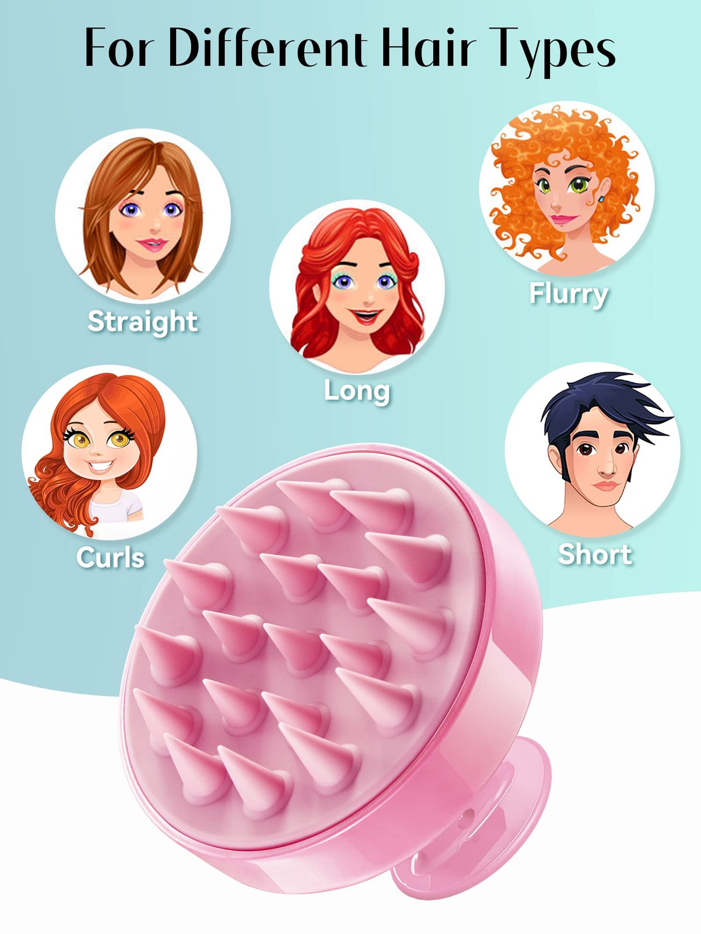 HEETA Shampoo Scalp Brush Massager Hair Growth, Scalp Scrubber with Soft Silicone Bristles for Hair Growth & Dandruff Removal, Hair Brush for Scalp Exfoliator, Cherry Pink