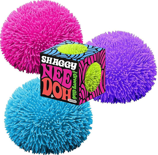 Nee-Doh Schylling Shaggy Groovy Glob! Squishy, Squeezy, Stretchy Stress Balls Neon Colors Gift Set Party Bundle – 3 Pack (Assorted Colors)