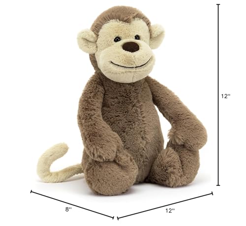 Jellycat Bashful Monkey Stuffed Animal, Medium 12 inches | Monkey Plush Toy | Classic Children's Gift