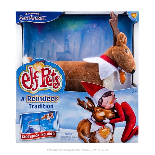 Elf Pets: A Reindeer Tradition - Includes Beautifully Illustrated Hardbound Storybook, Huggable Elf Pet Reindeer Stuffed Animal