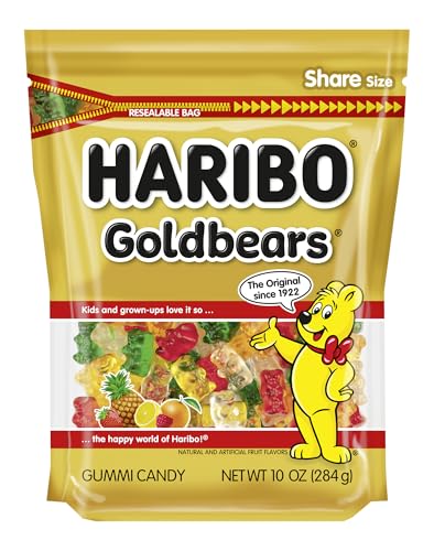 HARIBO Goldbears, Gummi Candy, 10 oz Resealable Bag, Assorted Flavors