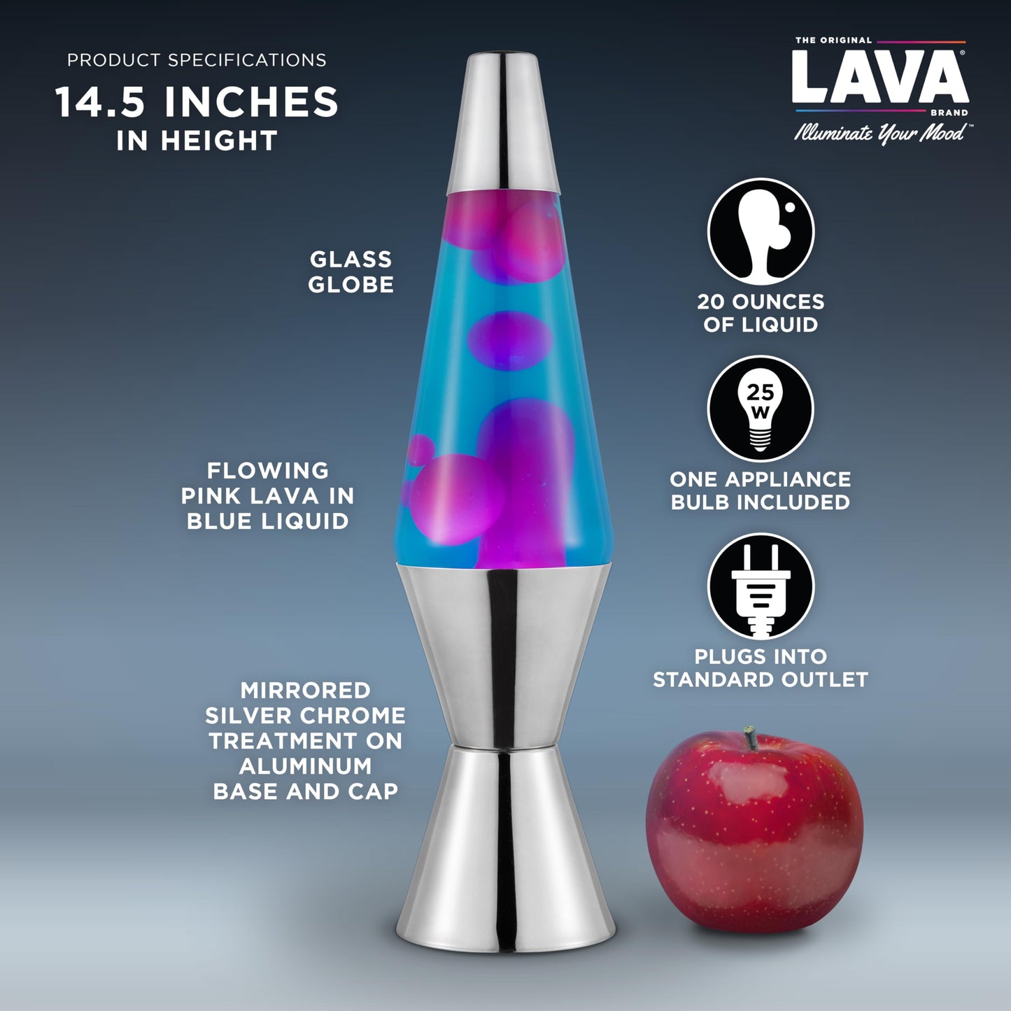 LAVA® Lamp - 14.5" Techno Chrome - The Original Motion Light - Pink and Blue Liquid - Item #2097 (Amazon Exclusive)