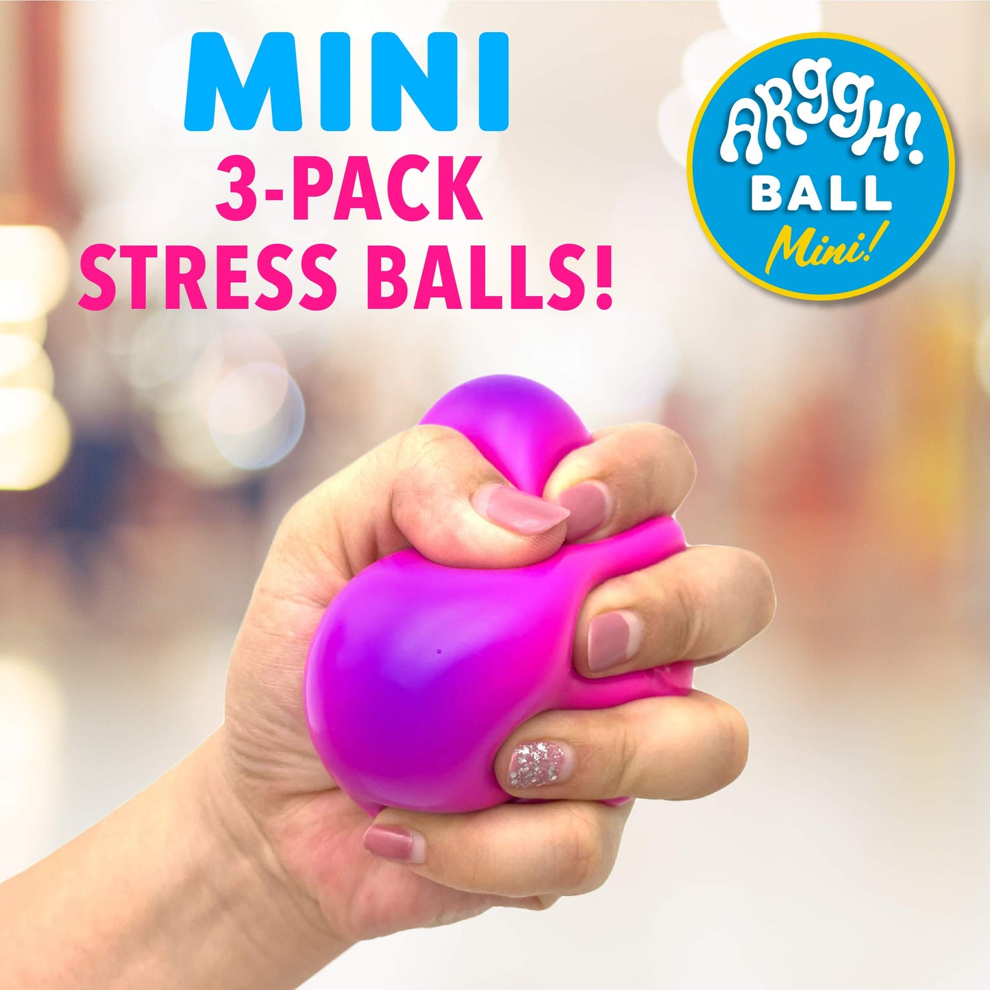 Mini Stress Balls for Adults and Kids - 3pk Squishy Stress Balls, Color Changing Resistance Fidget Toys, Sensory Stress Relief Squeeze Toys