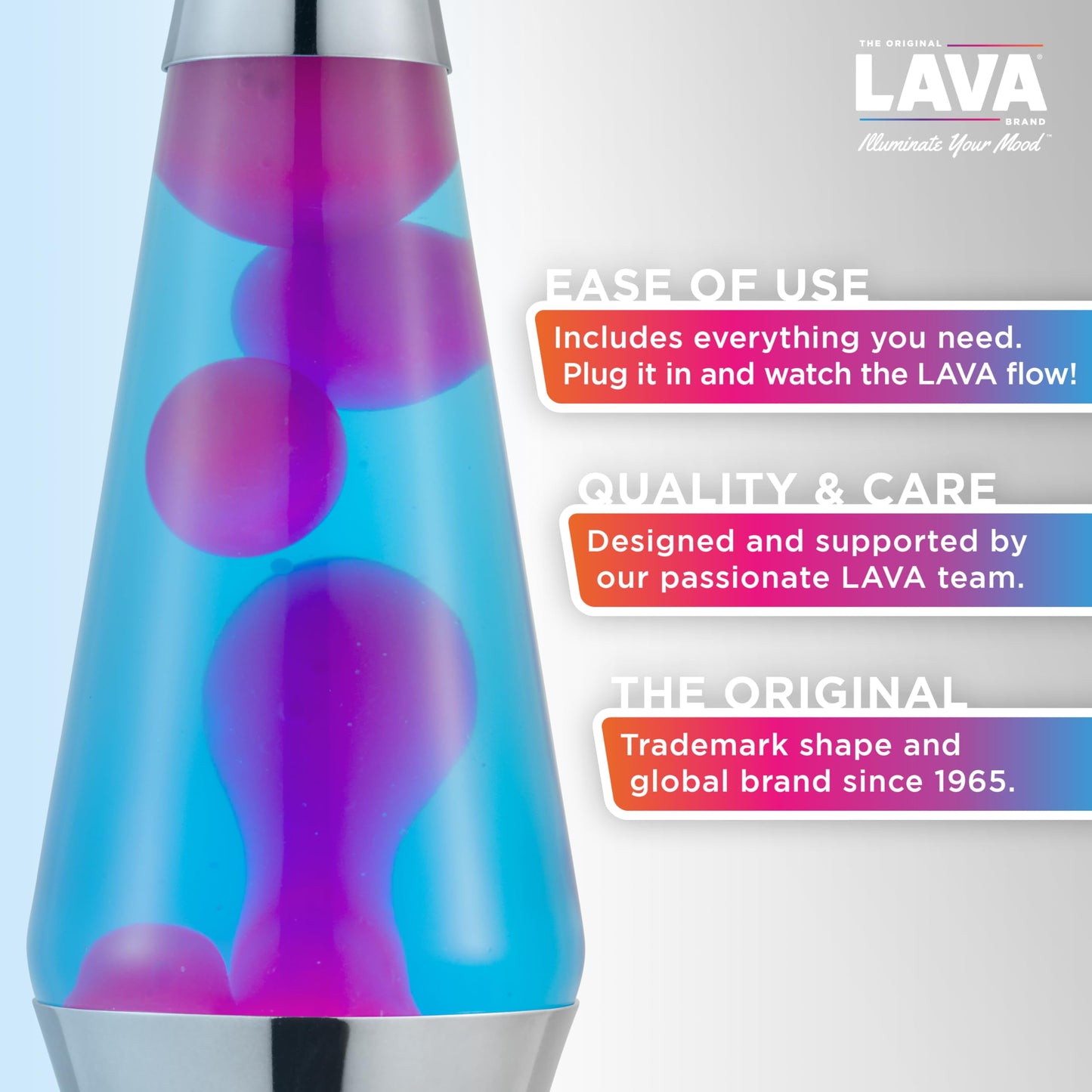 LAVA® Lamp - 14.5" Techno Chrome - The Original Motion Light - Pink and Blue Liquid - Item #2097 (Amazon Exclusive)