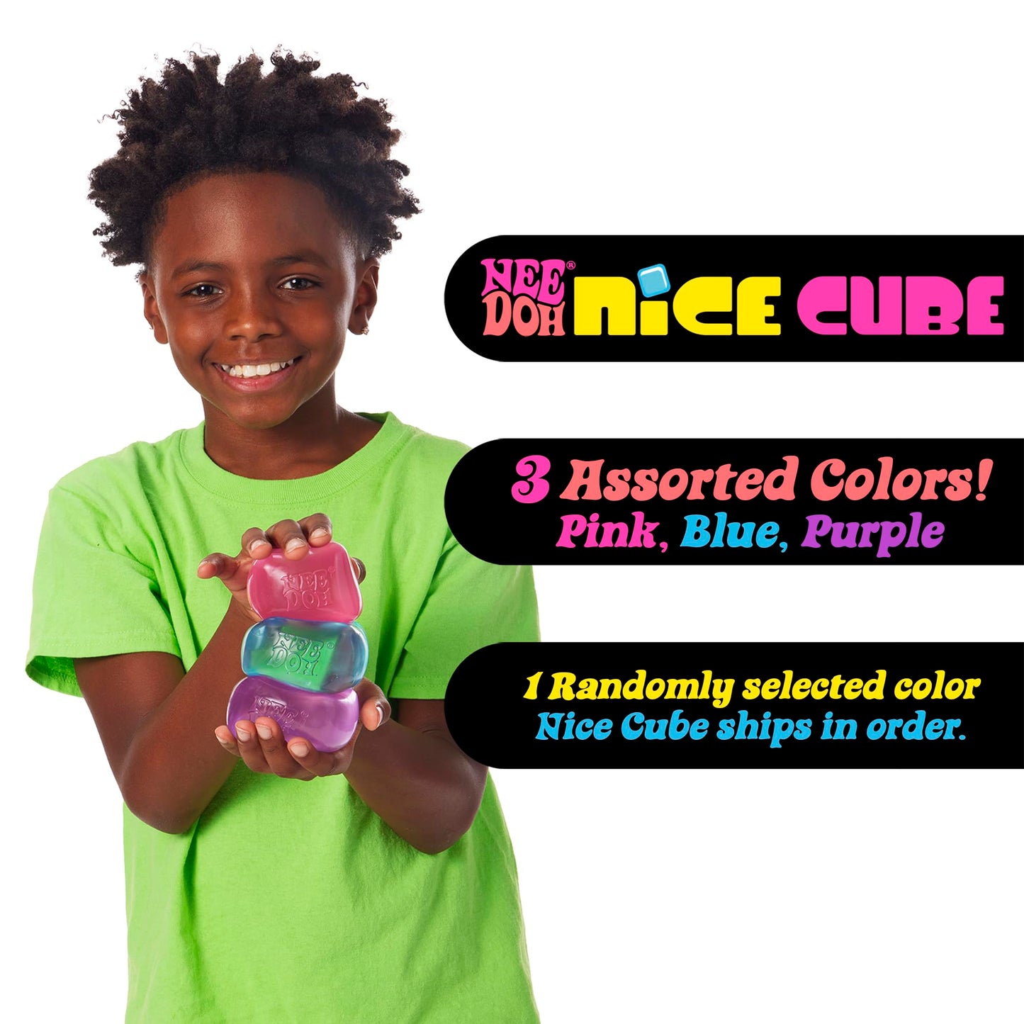 NeeDoh Nice Cube - Sensory Squeeze Toy with Super Solid Squish - 2.25" Cube - Color May Vary (Pack of 1)