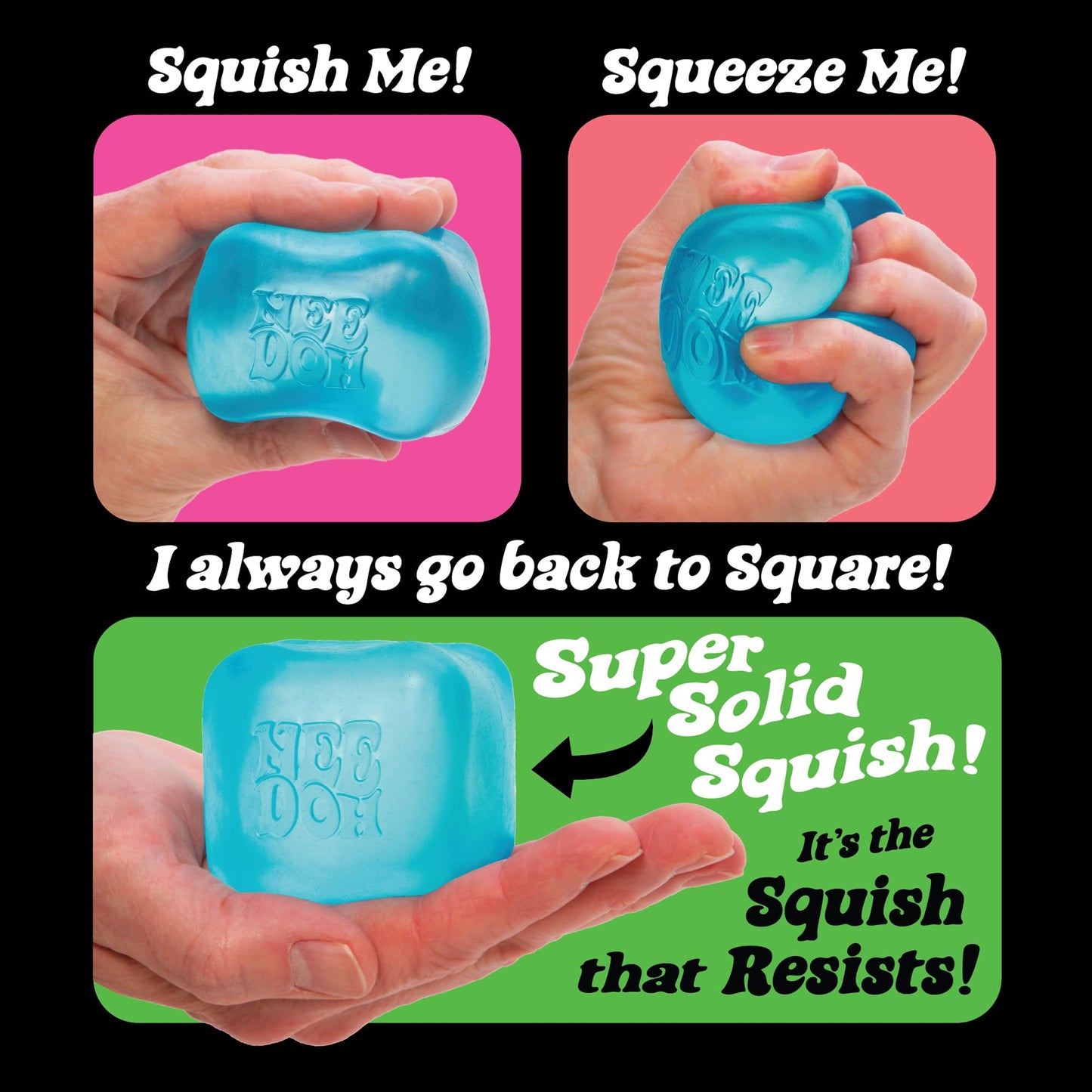 NeeDoh Nice Cube - Sensory Squeeze Toy with Super Solid Squish - 2.25" Cube - Color May Vary (Pack of 1)