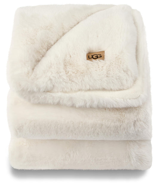 UGG 16796 Euphoria Plush Faux Fur Reversible Throw Blanket for Couch or Bed Luxury Hotel Style Machine Washable Soft Cozy Home Decor Fuzzy Fluffy