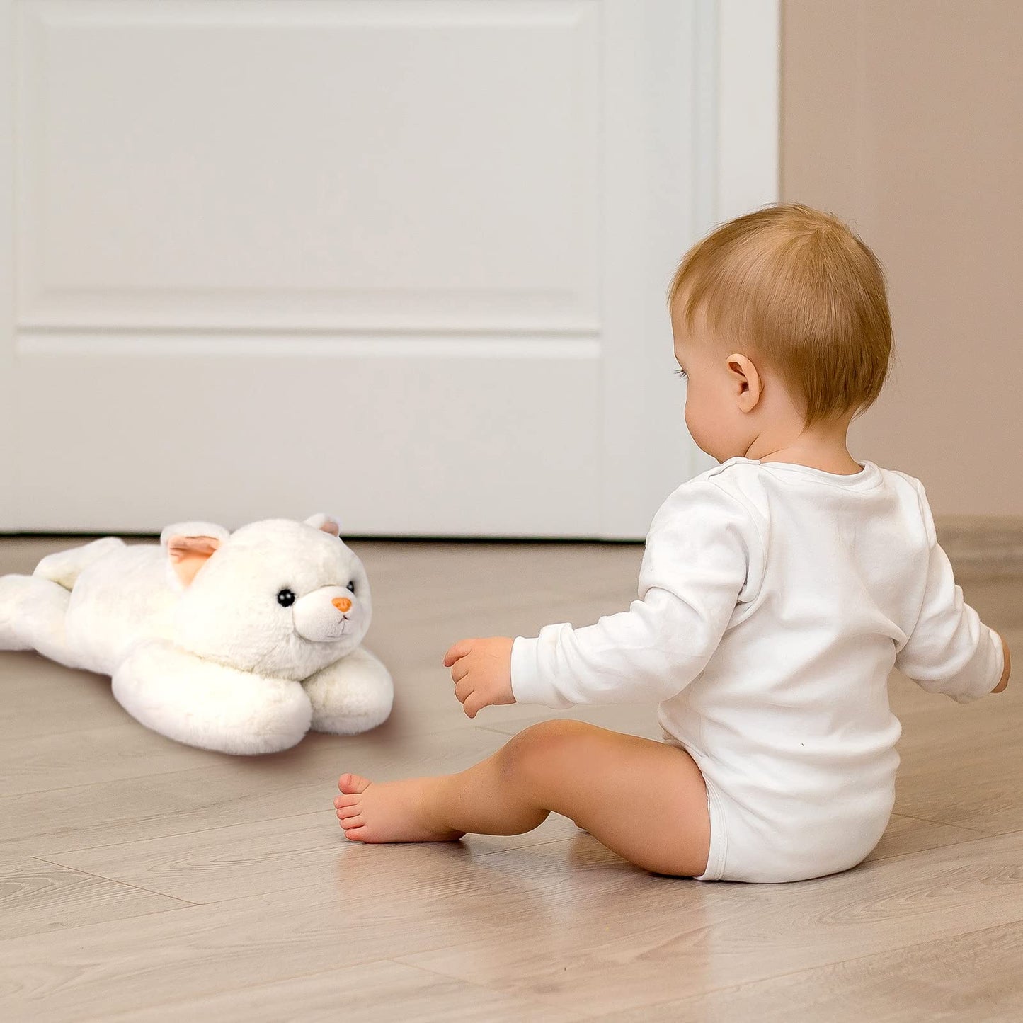 Niuniu Daddy 20" | 3.3 Pound Weighted Cat Stuffed Animals, Cute Plush Animal Toy for Kids Adults Toddler Teens, Large Soft Fluffy White Kitty Plushies