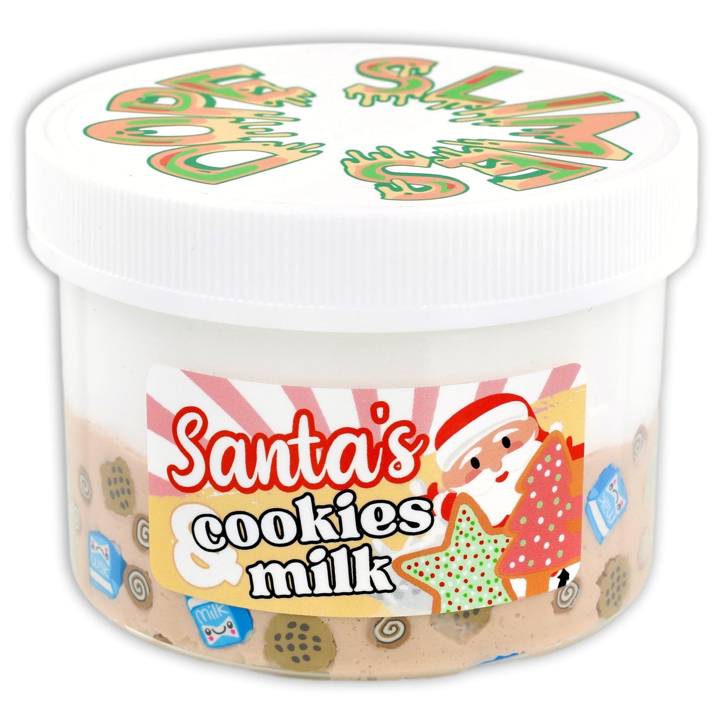 Santa's Cookies & Milk - Butter Snowfizz Textured Slime - Handmade in USA - Dope Slimes - Beige/White