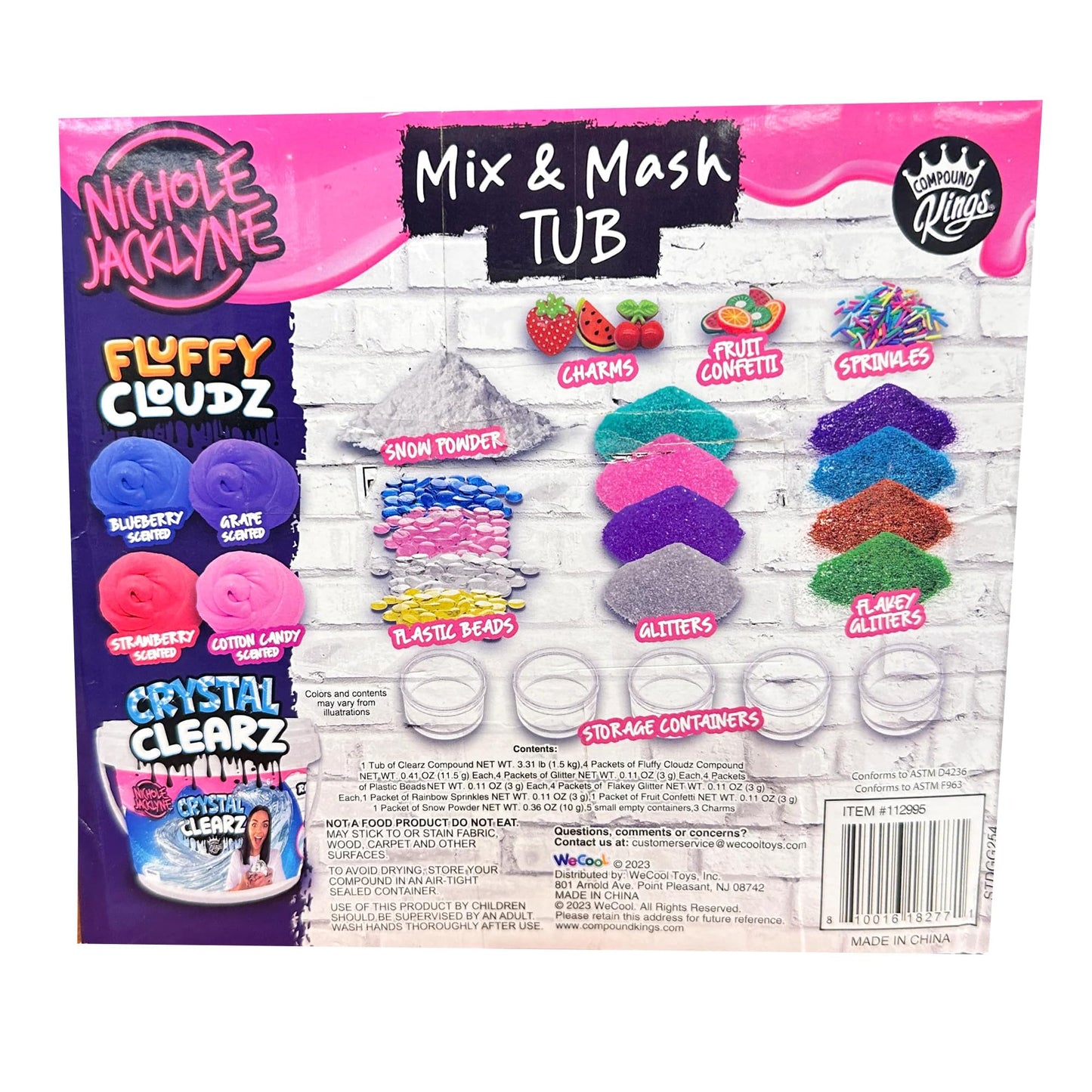 Nichole Jacklyne Fluffy Cloudz Slime Mix and Match Tub, Sensory Toy for Girls and Boys, Playtime Fun, Idea Gift for Kids, Includes Charms