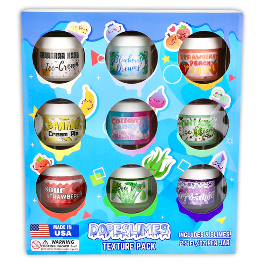 Dope Slimes Slime Texture Pack (9 x 2.5 fl/oz) - Variety Slime Texture Pack - Handmade in The USA