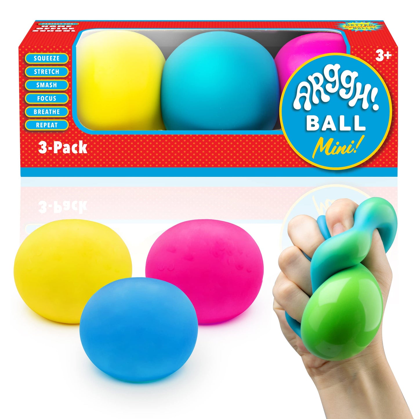 Mini Stress Balls for Adults and Kids - 3pk Squishy Stress Balls, Color Changing Resistance Fidget Toys, Sensory Stress Relief Squeeze Toys