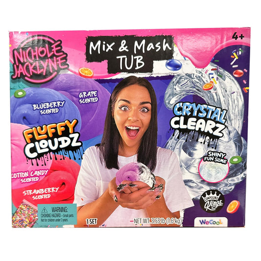 Nichole Jacklyne Fluffy Cloudz Slime Mix and Match Tub, Sensory Toy for Girls and Boys, Playtime Fun, Idea Gift for Kids, Includes Charms