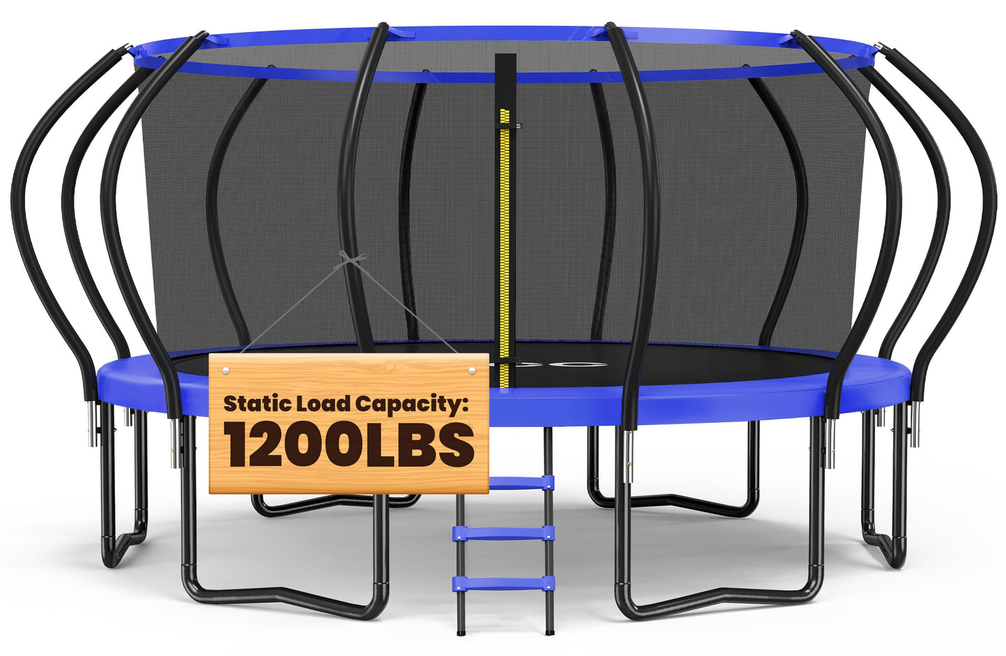 ORCC 1200LBS Weight Capacity 16 15 14 12 10ft Trampoline for Kids and Adults Outdoor Trampolines with Safety Enclosure Net Wind Stakes Non-Slip Ladder