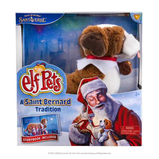 Elf Pets: A Saint Bernard Tradition- Includes Beautifully Illustrated Hardbound Storybook, Huggable Elf Pet St. Bernard Stuffed Animal