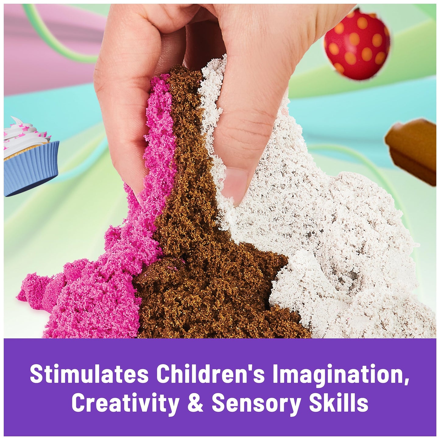 Kinetic Sand Scents, Ice Cream Treats Playset, 3 Colors Scented Play Sand & 6 Tools, Sensory Toys, Christmas Gifts for Kids Ages 3+