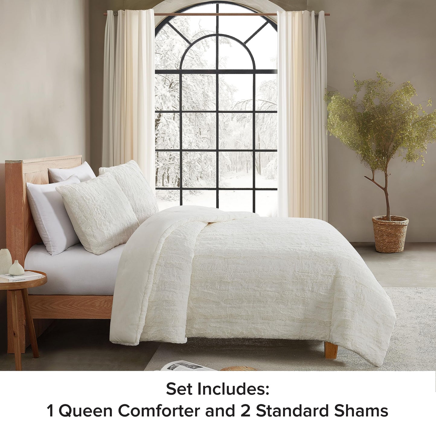 UGG 13711 Alondra Full-Queen 3-Piece Comforter Set Soft Cozy Bedding Faux Fur Comforter and Two Pillow Shams Luxury Blanket Set